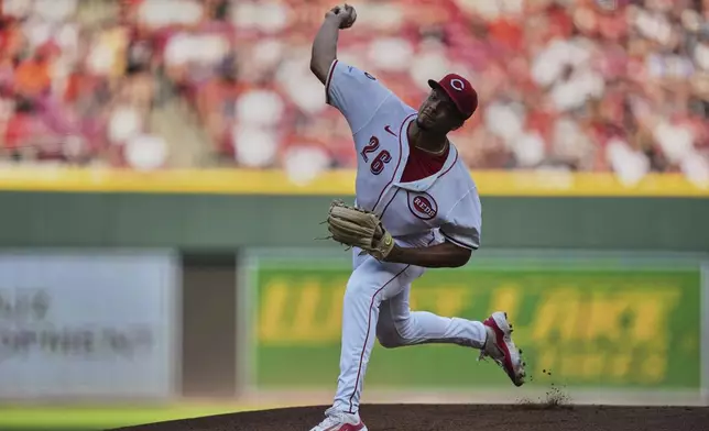 Cincinnati Reds starting pitcher Chase Burns delivers during the first inning of a baseball game against the New York Yankees, Tuesday, June 24, 2025, in Cincinnati. (AP Photo/Joshua A. Bickel)