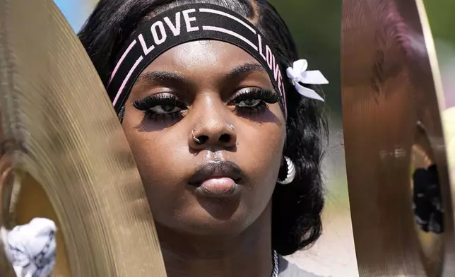 A band plays during a Juneteenth parade Thursday, June 19, 2025, in Galveston, Texas. (AP Photo/David J. Phillip)