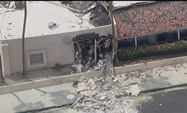 FILE - Debris covers the ground after an explosion on Saturday, May 17, 2025, in Palm Springs, Calif. (ABC7 Los Angeles via AP, File)