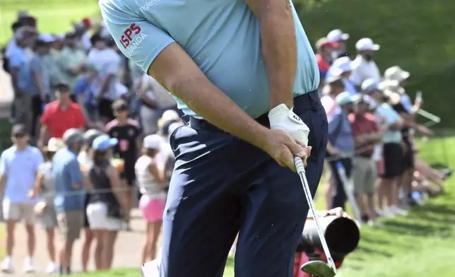 Padragh Harrington hits onto the third hole green during the U.S. Senior Open Championship golf tournament at the Broadmoor, Sunday, June 29, 2025, in Colorado Springs, Colo. (Jerilee Bennett/The Gazette via AP)