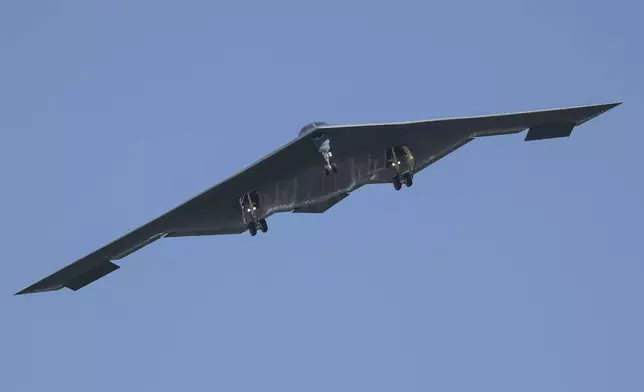 A B-2 bomber arrives at Whiteman Air Force Base Mo., Sunday, June 22, 2025. (AP Photo/David Smith)