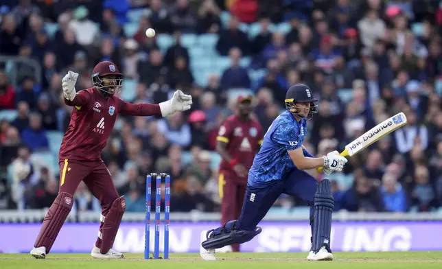 England's Joe Root batting during the third One Day International cricket match between West Indies and England at Oval, London, Tuesday June 3, 2025. (Adam Davy/PA via AP)