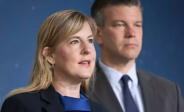 FILE - House Speaker Melissa Hortman, DFL-Brooklyn Park, attends a press conference in St. Paul, Minn., June 14, 2021. (Glen Stubbe/Star Tribune via AP File)