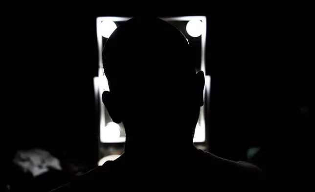 Mari Con Carne applies their makeup before attending Les Miserables at the Kennedy Center in drag, on the night that President Donald Trump and first lady Melania Trump were also in attendance, Wednesday, June 11, 2025, in Washington. (AP Photo/Julia Demaree Nikhinson)