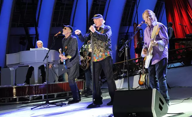 Members of The Beach Boys, from left, Brian Wilson, David Marks, Mike Love and Al Jardine perform during the band's concert at the Hollywood Bowl in Los Angeles on June 2, 2012. (Photo by Chris Pizzello/Invision/AP, File)