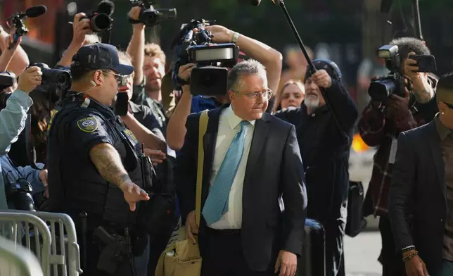 FILE - Attorney Marc Agnifilo arrives to the courthouse in New York, Monday, May 12, 2025. (AP Photo/Seth Wenig, File)
