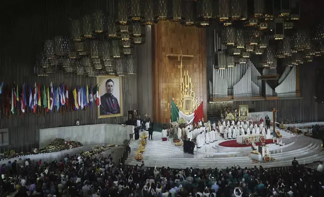 FILE - Cardinal Marcello Semeraro presides over the beatification ceremony of Rev. Moisés Lira at the Basilica of Our Lady of Guadalupe in Mexico City, Sept. 14, 2024. (AP Photo/Ginnette Riquelme, File)