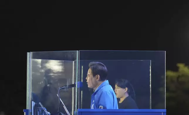 South Korea's Democratic Party's presidential candidate Lee Jae-myung, speaks during a presidential election campaign in Seoul, South Korea, Monday, June 2, 2025. (AP Photo/Lee Jin-man)
