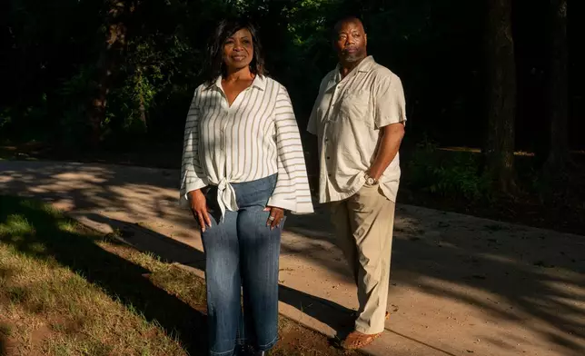 Rhonda Grayson and Jeff Kennedy pose for a portrait on Monday, June 16, 2025 in Moore, Oklahoma. (AP Photo/Nick Oxford)