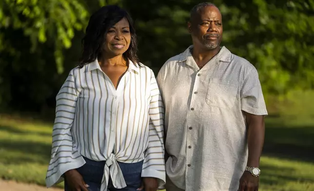 Rhonda Grayson and Jeff Kennedy pose for a portrait on Monday, June 16, 2025 in Moore, Oklahoma. (AP Photo/Nick Oxford)