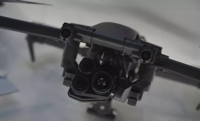 The Parrot Anafi UKR drone is presented at the Paris Air Show, Wednesday, June 18, 2025 in Le Bourget, north of Paris. (AP Photo/Thibault Camus)