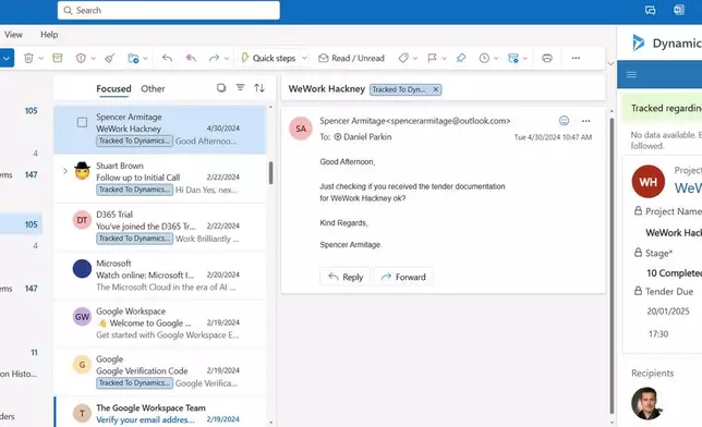 KMS Project CRM and Resco Inspections+ integrated with MS Outlook.