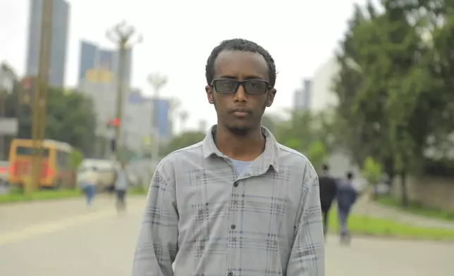 Yonas Nuguse, 21 years old, destined for Harvard University pose for a photo in Addis Ababa, Ethiopia Friday, May 30, 2025. (AP Photo/Amanuel Birhane)