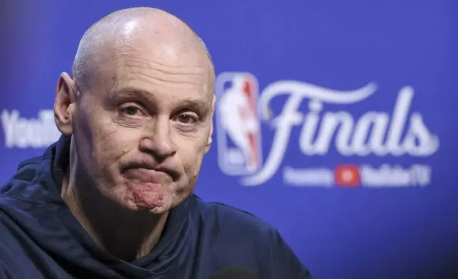 Indiana Pacers coach Rick Carlisle listens during a news conference, Wednesday, June 4, 2025, ahead of Game 1 of the NBA Finals basketball series against the Oklahoma City Thunder in Oklahoma City. (AP Photo/Nate Billings)