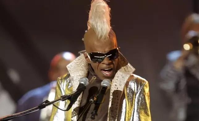 FILE - Sly Stone from the group Sly and the Family Stone performs at the 48th Annual Grammy Awards on Feb. 8, 2006, in Los Angeles. (AP Photo/Mark J. Terrill, File)