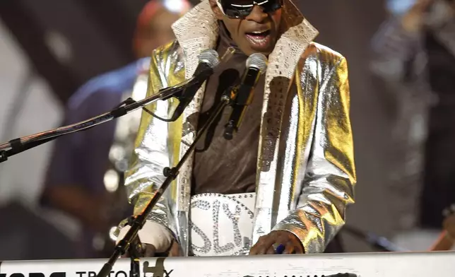FILE - Sly Stone from the group Sly and the Family Stone performs at the 48th Annual Grammy Awards on Feb. 8, 2006, in Los Angeles. (AP Photo/Mark J. Terrill, File)