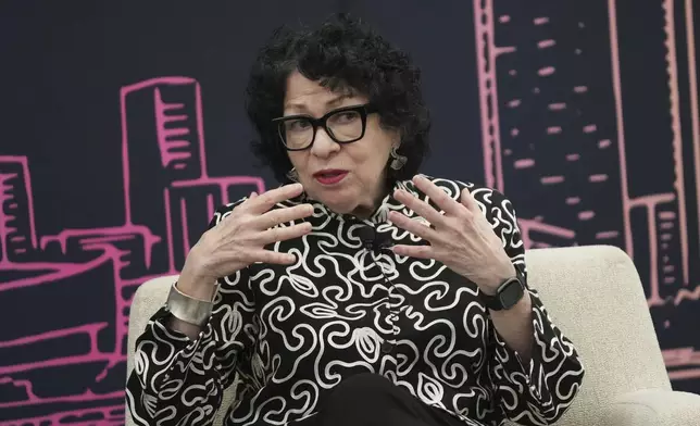 FILE - Supreme Court Associate Justice Sonia Sotomayor participates in a fireside chat in Miami, Feb. 11, 2025. (AP Photo/Lynne Sladky, File)