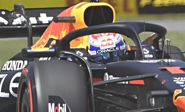 Red Bull Racing driver Max Verstappen, of the Netherlands, drives during the third practice session at the F1 Canadian Grand Prix auto race, Saturday, June 14, 2025, in Montreal. (Jacques Boissinot/The Canadian Press via AP)