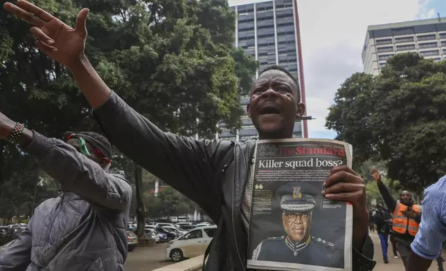 Demonstrators protest over the death in police custody of blogger Albert Ojwang, in Nairobi, Kenya, Thursday, June 12, 2025. (AP Photo/Andrew Kasuku)