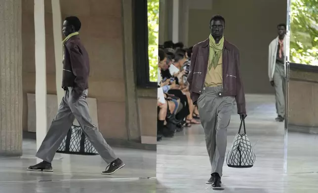 A model wears a creation as part of the men's Hermes Spring-Summer 2026 collection, that was presented in Paris Saturday, June 28, 2025. (AP Photo/Michel Euler)