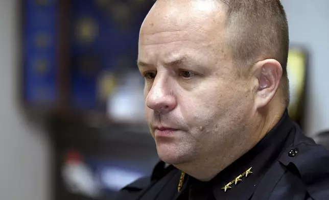 Boulder Police Chief Stephen Redfearn sits for an interview in Boulder, Colo., on Tuesday, June 3, 2025. (AP Photo/Thomas Peipert)