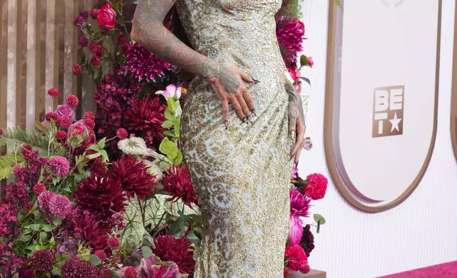 Kehlani arrives at the BET Awards on Monday, June 9, 2025, at the Peacock Theater in Los Angeles. (Photo by Jordan Strauss/Invision/AP)