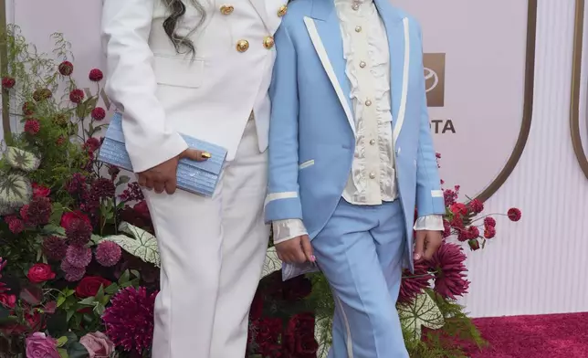 Tiny Harris, left, and Heiress Harris arrive at the BET Awards on Monday, June 9, 2025, at the Peacock Theater in Los Angeles. (Photo by Jordan Strauss/Invision/AP)