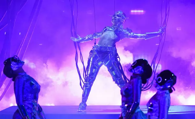 Teyana Taylor, center, performs during the BET Awards on Monday, June 9, 2025, at the Peacock Theater in Los Angeles. (AP Photo/Chris Pizzello)