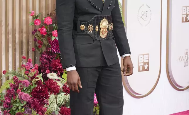 Shaboozey arrives at the BET Awards on Monday, June 9, 2025, at the Peacock Theater in Los Angeles. (Photo by Jordan Strauss/Invision/AP)