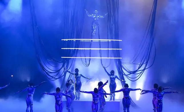 Teyana Taylor, center, performs during the BET Awards on Monday, June 9, 2025, at the Peacock Theater in Los Angeles. (AP Photo/Chris Pizzello)