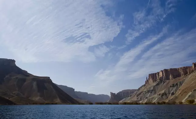FILE.- Band-e-Amir National Park, with its stunning blue lakes and towering cliffs, is seen in Afghanistan's central Bamiyan province, Tuesday, Nov. 8, 2016. (AP Photo/Massoud Hossaini,File)