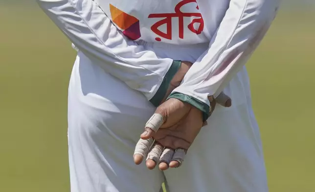 Bangladesh's Mushfiqur Rahim stands in the field during day four of the first cricket test match between Sri Lanka and Bangladesh in Galle, Sri Lanka, Friday, June 20, 2025. (AP Photo/Eranga Jayawardena)