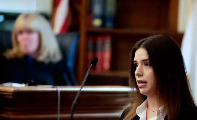 Boston Police officer Kelly Dever, formerly with Canton Police, testifies during the murder retrial of Karen Read in Norfolk Superior Court, in Dedham, Mass., Monday June 2, 2025. (Pat Greenhouse/The Boston Globe via AP, Pool)