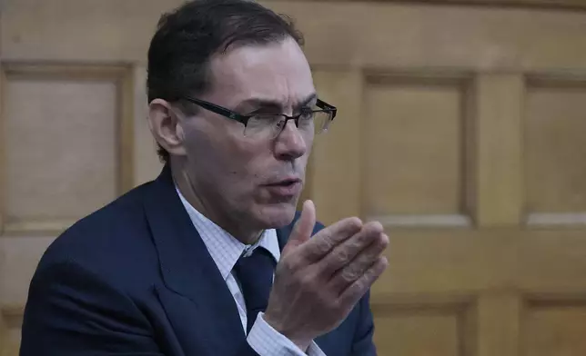 Special prosecutor Hank Brennan cross-examines expert Daniel Wolfe when he returns to the stand during the Karen Read retrial in Norfolk Superior Court, Monday June 9, 2025, in Dedham, Mass. (Pat Greenhouse/The Boston Globe via AP, Pool)