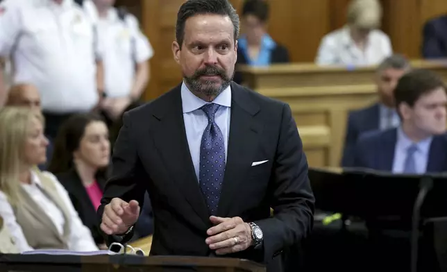 Defense attorney Alan Jackson speaks to jurors during closing arguments in the murder trial of Karen Read in Norfolk Superior Court, Friday, June 13, 2025, in Dedham, Mass. (Mark Stockwell/The Sun Chronicle via AP, Pool) /// [EXTERNAL]