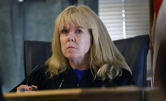 Superior court judge Beverly Cannone listens to testimony during the Karen Read retrial in Norfolk Superior Court on Wednesday, June 11, 2025, Dedham, Mass. (Greg Derr/The Patriot Ledger via AP, Pool)