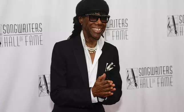 Nile Rodgers attends the 54th annual Songwriters Hall of Fame induction and awards gala on Thursday, June 12, 2025, at the Marriott Marquis Hotel in New York. (Photo by Charles Sykes/Invision/AP)