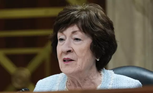 Sen. Susan Collins, R-Maine, questions Education Secretary Linda McMahon during a Senate Appropriations hearing, Tuesday, June 3, 2025, on Capitol Hill in Washington. (AP Photo/Julia Demaree Nikhinson)