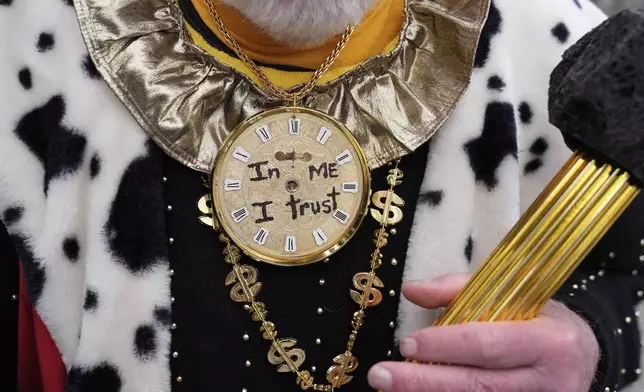 Jim Plunkett takes part in the "No Kings" protest, Saturday, June 14, 2025, in Portland, Ore. (AP Photo/Jenny Kane)