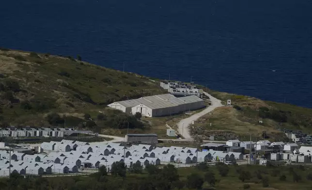 Part of the Kara Tepe refugee and migrant camp on the island of Lesbos, Greece, is seen on May 13, 2025. (AP Photo/Petros Giannakouris)