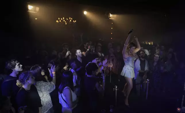 Lebanese-Mexican singer Blu Fiefer performs at KED in Beirut, Lebanon, on May 31, 2025. (AP Photo/Bilal Hussein)