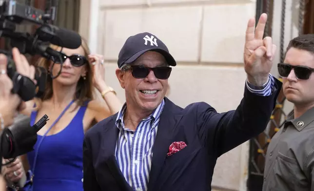 Tommy Hilfinger leaves the Harry's Bar in Venice, Italy, Saturday,June 28, 2025. (AP Photo/Luca Bruno)