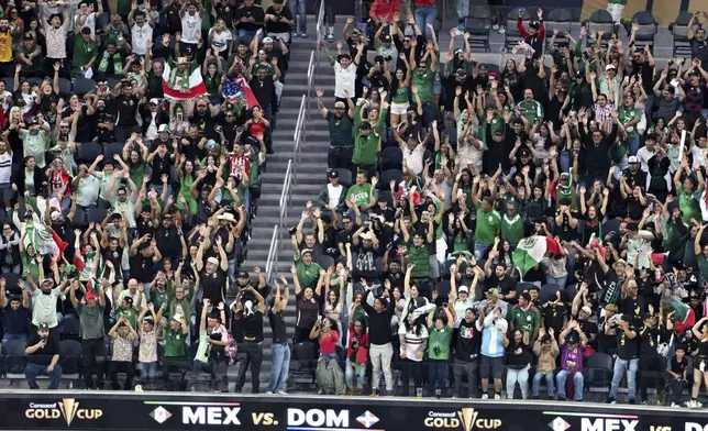 Fans do the wave at SoFi Stadium during a CONCACAF Gold Cup soccer match Saturday, June 14, 2025, in Inglewood, Calif. (AP Photo/Wally Skalij)