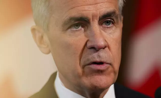 Prime Minister Mark Carney holds a press conference on Parliament Hill in Ottawa on Friday, June 6, 2025. (Sean Kilpatrick /The Canadian Press via AP)
