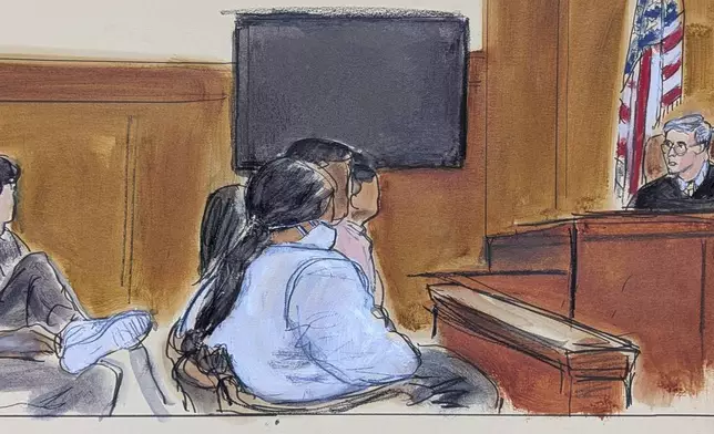 Judge Curtis Farber, far right, thanks and excuses the jury after calling a mistrial on the remaining rape charge during Harvey Weinstein's sexual misconduct trial in Manhattan criminal court, Thursday, June 12, 2025, in New York. (Elizabeth Williams via AP)