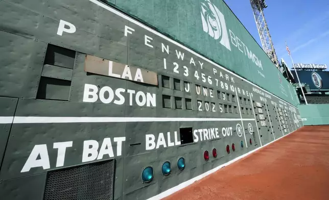 The Green Monster stretches across left field at Fenway Park, Tuesday, June 3, 2025, in Boston. (AP Photo/Robert F. Bukaty)