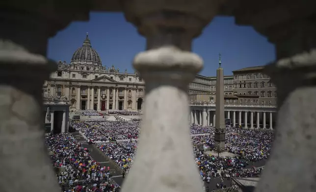 A view of St. Peter's Square during a Mass celebrated by Pope Leo XIV for the Jubilee of New Religious Associations on Pentecost Day at the Vatican, Sunday, June 8, 2025. (AP Photo/Andrew Medichini)