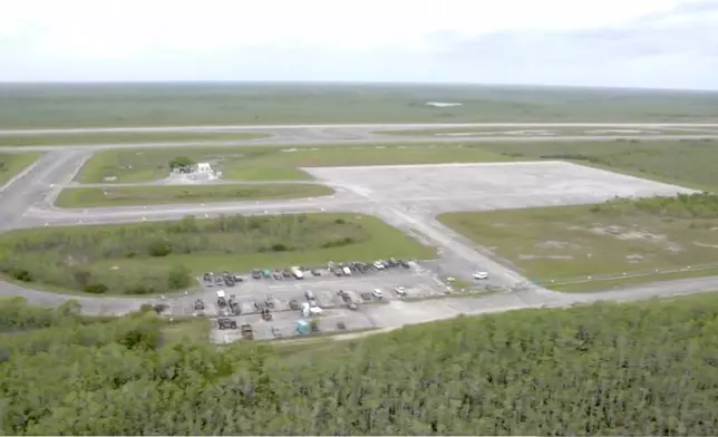 In this image from undated video released by the Office of Attorney General James Uthmeier shows an isolated Everglades airfield about 45 miles (72 kms.) west of Miami that Florida officials said an immigration detention facility dubbed "Alligator Alcatraz" is just days away from being operational. (Courtesy of the Office of Attorney General James Uthmeier via AP)