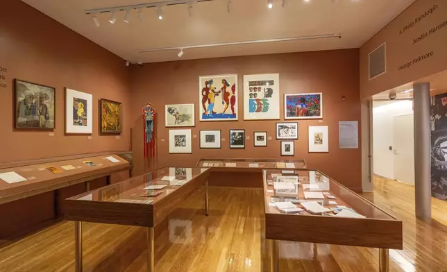 This photo provided by the New York Public Library shows an exhibit in the Schomburg Center for Research in Black Culture in New York on May 6, 2025. (Jonathan Blanc/New York Public Library via AP)