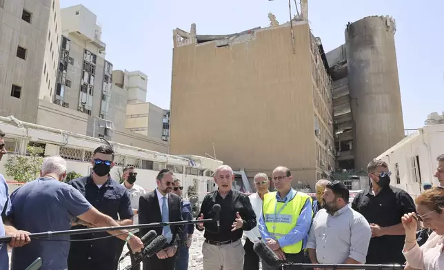 Israeli Prime Minister Benjamin Netanyahu visiting the Soroka Medical Center, after it was hit by a missile fired from Iran on Thursday, June 19, 2025 in Beersheba, Israel. (Marc Israel Sellem/Pool via AP)